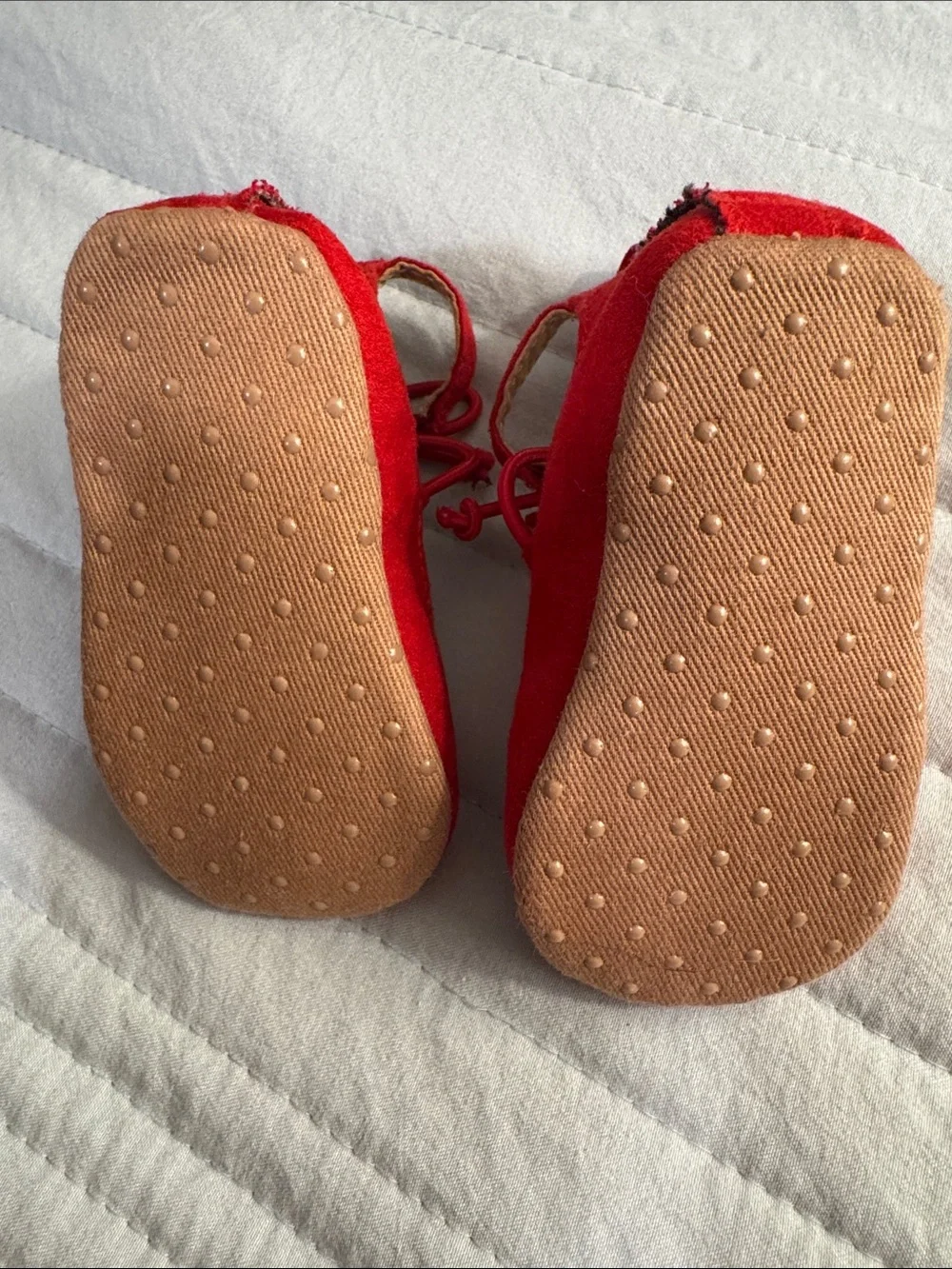 Elastic Laced Red Suede Baby Shoes